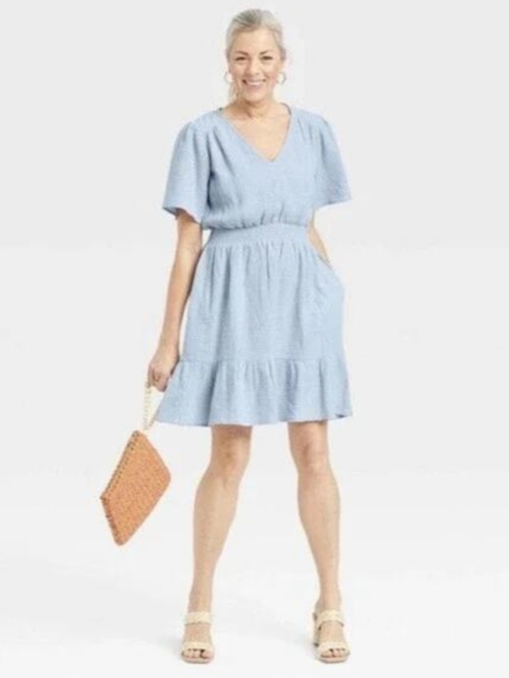 Knox Rose 100% Cotton Gauze Baby Blue Dress